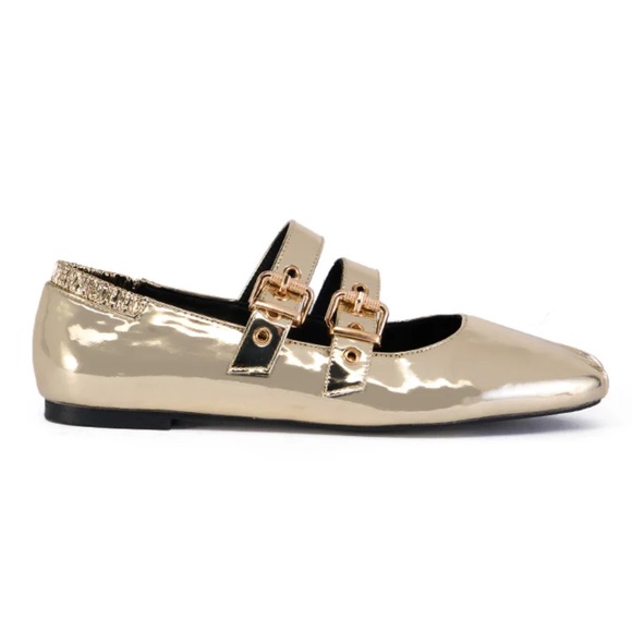 AZALEA WANG KIMBERLIE GOLD BALLET FLAT - Picture 6 of 7